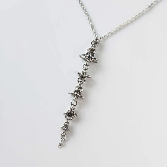 Gothic spiky rosary necklace with a small silver chain ✦ whimsigoth style ✦ - Picture 8 of 8